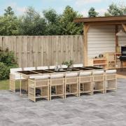 vidaXL Matgrupp för trädgården med dynor 13 delar beige konstrotting