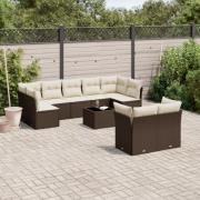 vidaXL Loungegrupp 10 delar med brun dynor konstrotting