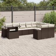 vidaXL Loungegrupp 10 delar med brun dynor konstrotting
