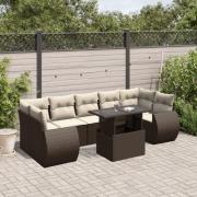 vidaXL Loungegrupp för trädgården med dynor 8 delar brun konstrotting