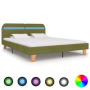vidaXL Sängram med LEDs utan madrass grön tyg 180x200 cm