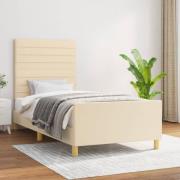 vidaXL Sängram utan madrass gräddvit 90x190 cm tyg