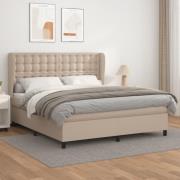vidaXL Ramsäng med bäddmadrass cappuccino 160x200 cm konstläder