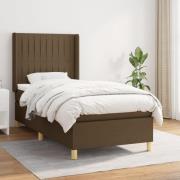 vidaXL Ramsäng med madrass mörkbrun 90x200 cm tyg