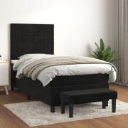 vidaXL Ramsäng med madrass svart 100x200 cm sammet