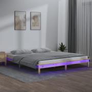 vidaXL Sängram LED 200x200 cm massivt trä