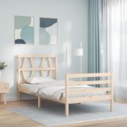 vidaXL Sängram med huvudgavel 90x200 cm massivt trä