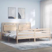 vidaXL Sängram med huvudgavel 200x200 cm massivt trä