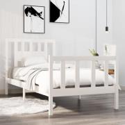 vidaXL Sängram vit massivt trä 90x190 cm