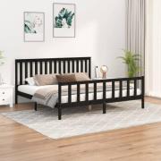 vidaXL Sängram med huvudgavel svart 200x200 cm massiv furu