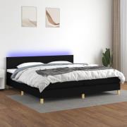 vidaXL Ramsäng med madrass & LED svart 200x200 cm tyg