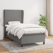 vidaXL Ramsäng med madrass mörkgrå 90x190 cm tyg