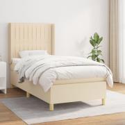 vidaXL Ramsäng med madrass gräddvit 90x190 cm tyg
