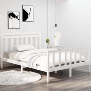 vidaXL Sängram vit massivt trä 135x190 cm