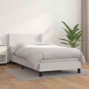 vidaXL Ramsäng med madrass vit 90x200 cm konstläder