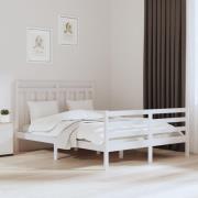 vidaXL Sängram vit massivt trä 150x200 cm