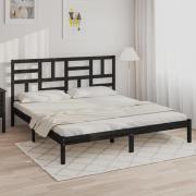 vidaXL Sängram svart massivt trä 200x200 cm