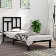 vidaXL Sängram svart massiv furu 75x190 cm