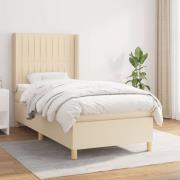 vidaXL Ramsäng med madrass gräddvit 90x200 cm tyg