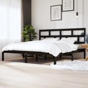 vidaXL Sängram svart massiv furu 200x200 cm
