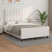 vidaXL Sängram med huvudgavel vit 120x200 cm konstläder