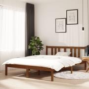 vidaXL Sängram honungsbrun massivt trä 135x190 cm