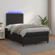 vidaXL Ramsäng med madrass & LED svart 120x200 cm konstläder