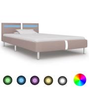 vidaXL Sängram med LEDs utan madrass cappuccino 90x200 cm