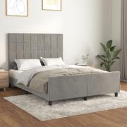 vidaXL Sängram utan madrass ljusgrå 140x200 cm sammet