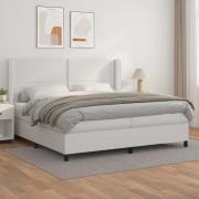vidaXL Ramsäng med madrass vit 200x200 cm konstläder