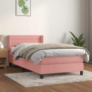vidaXL Ramsäng med madrass rosa 90x200 cm sammet