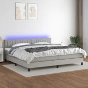 vidaXL Ramsäng med madrass & LED ljusgrå 200x200 cm tyg