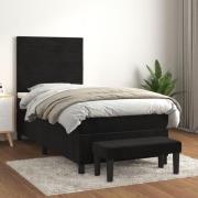 vidaXL Ramsäng med madrass svart 100x200 cm sammet