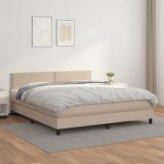 vidaXL Ramsäng med bäddmadrass cappuccino 180x200 cm konstläder