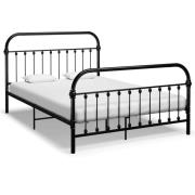 vidaXL Sängram utan madrass med huvudgavel svart 160x200 cm metall