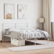 vidaXL Sängram med huvudgavel metall vit 120x190 cm
