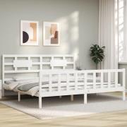 vidaXL Sängram utan madrass vit 200x200 cm massiv furu