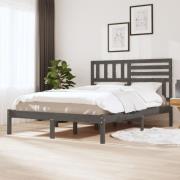 vidaXL Sängram 135x190 cm massiv furu grå