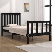 vidaXL Sängram svart massiv furu 75x190 cm