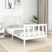 vidaXL Sängram vit massivt trä 90x190 cm