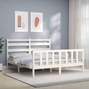 vidaXL Sängram utan madrass vit 160x200 cm massiv furu