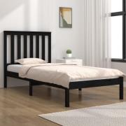 vidaXL Sängram svart massiv furu 75x190 cm
