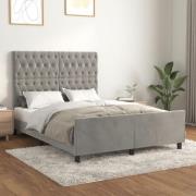 vidaXL Sängram utan madrass ljusgrå 140x200 cm sammet