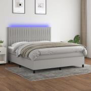vidaXL Ramsäng med madrass & LED ljusgrå 180x200 cm tyg