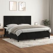 vidaXL Ramsäng med madrass svart 200x200 cm sammet