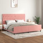 vidaXL Sängram med huvudgavel rosa 200x200 cm sammet