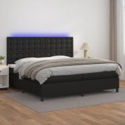 vidaXL Ramsäng med madrass & LED svart 200x200 cm konstläder
