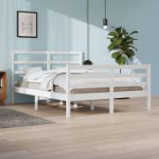 vidaXL Sängram vit massiv furu 140x200 cm