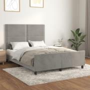 vidaXL Sängram utan madrass ljusgrå 140x190 cm sammet