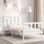 vidaXL Sängram utan madrass vit 90x200 cm massiv furu